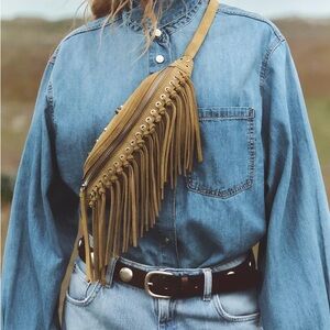 ZARA FRINGED SUEDE BELT BAG